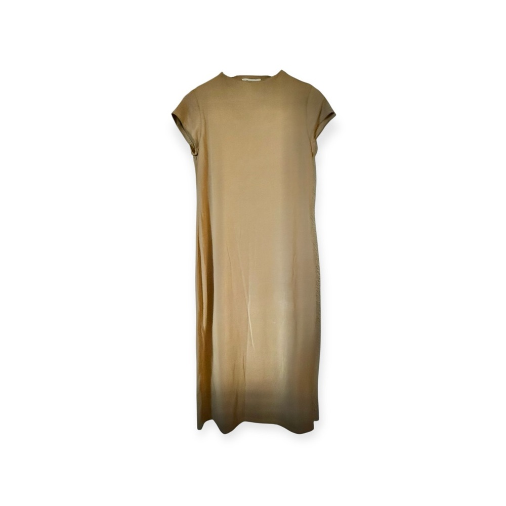 Casual Tan Jersey Midi Dress